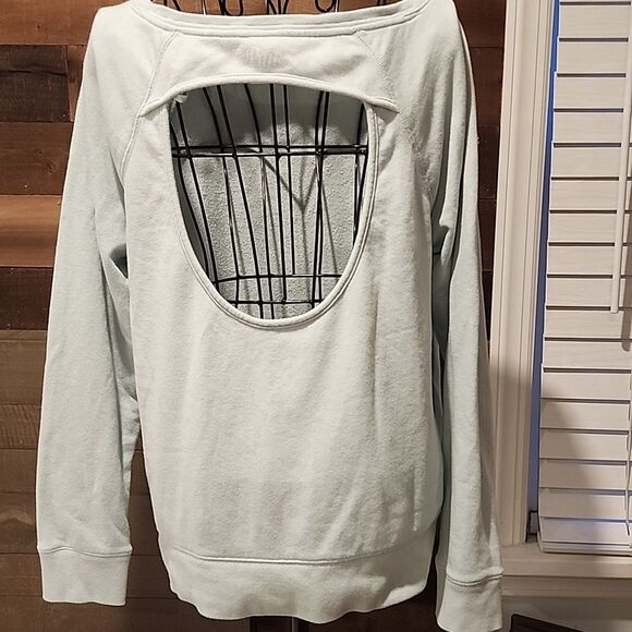 Pink VS Sea you never sweatshirt with open back Hole Women Size XS Light‎ Green - Picture 2 of 10